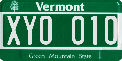 VT license plate XYO010