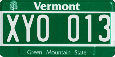VT license plate XYO013