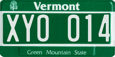 VT license plate XYO014
