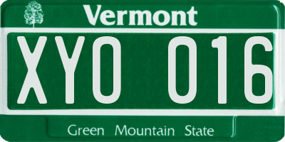 VT license plate XYO016