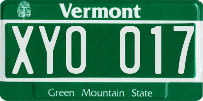 VT license plate XYO017