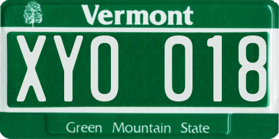 VT license plate XYO018