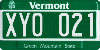 VT license plate XYO021