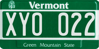 VT license plate XYO022