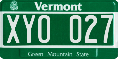 VT license plate XYO027