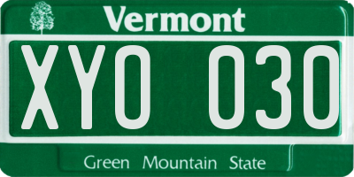 VT license plate XYO030