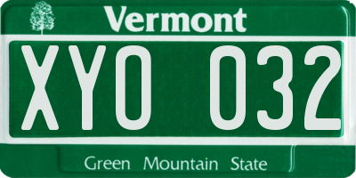 VT license plate XYO032