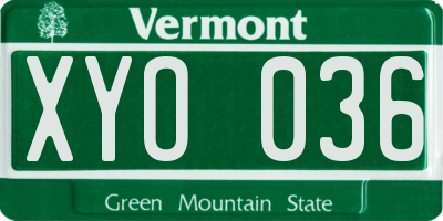 VT license plate XYO036