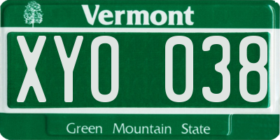VT license plate XYO038