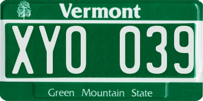 VT license plate XYO039