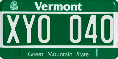 VT license plate XYO040