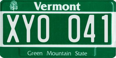 VT license plate XYO041