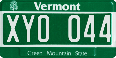 VT license plate XYO044