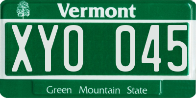 VT license plate XYO045