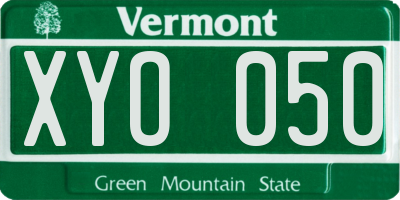 VT license plate XYO050