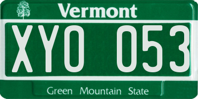 VT license plate XYO053