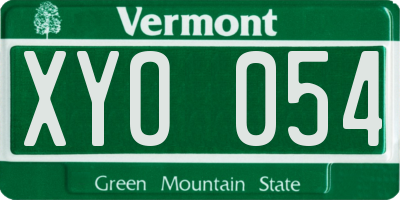 VT license plate XYO054