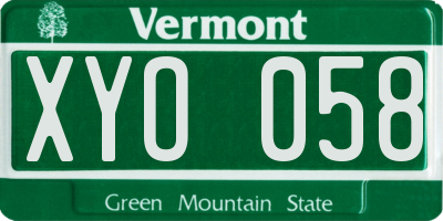 VT license plate XYO058