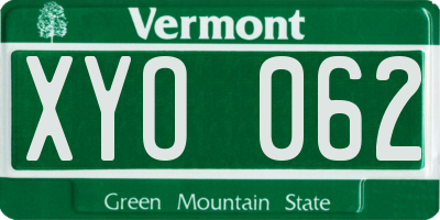 VT license plate XYO062