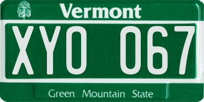 VT license plate XYO067
