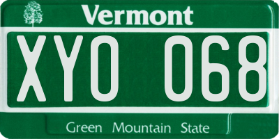 VT license plate XYO068