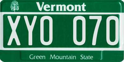 VT license plate XYO070