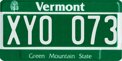VT license plate XYO073