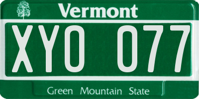 VT license plate XYO077