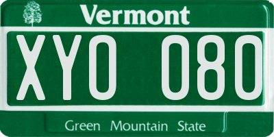 VT license plate XYO080