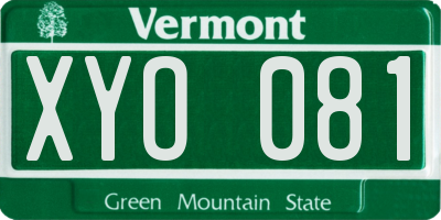 VT license plate XYO081