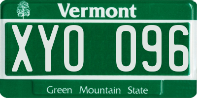VT license plate XYO096