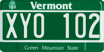 VT license plate XYO102