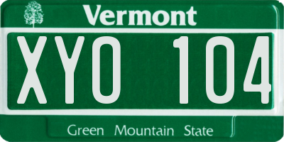 VT license plate XYO104