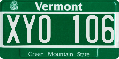 VT license plate XYO106