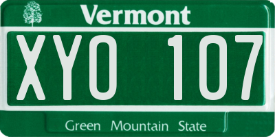 VT license plate XYO107