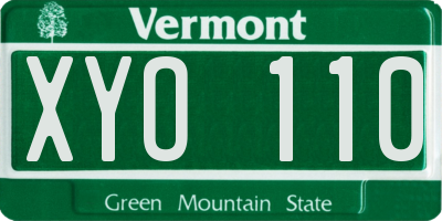 VT license plate XYO110