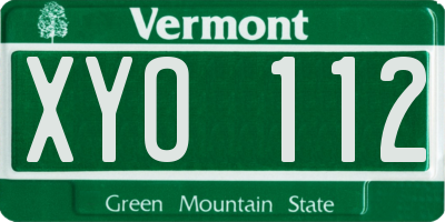 VT license plate XYO112