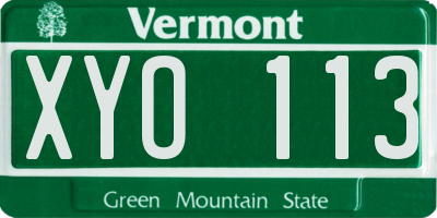 VT license plate XYO113