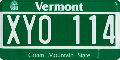 VT license plate XYO114