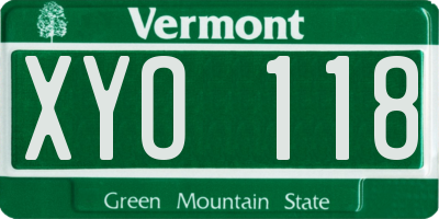 VT license plate XYO118