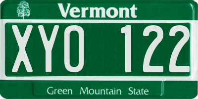 VT license plate XYO122