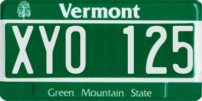 VT license plate XYO125