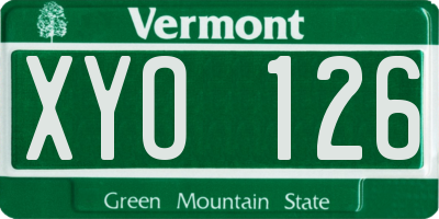 VT license plate XYO126