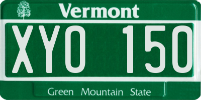 VT license plate XYO150