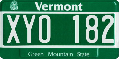 VT license plate XYO182