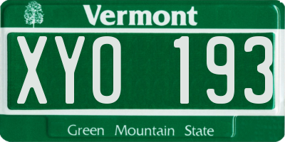 VT license plate XYO193