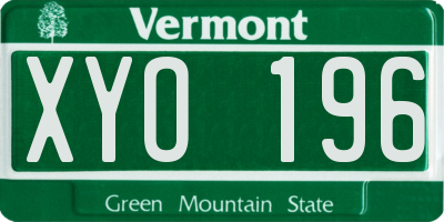 VT license plate XYO196