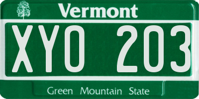 VT license plate XYO203