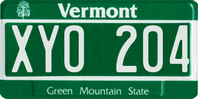 VT license plate XYO204