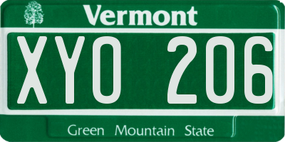 VT license plate XYO206